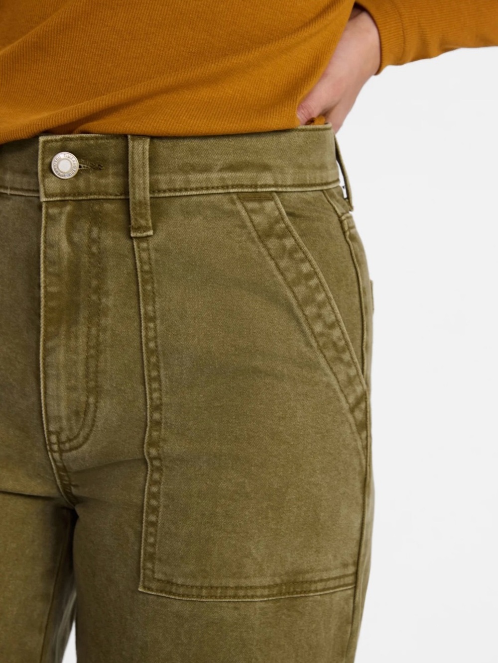 Time and Tru Washed Olive High Rise Wide Leg Utility Trousers - Picture 3 of 16